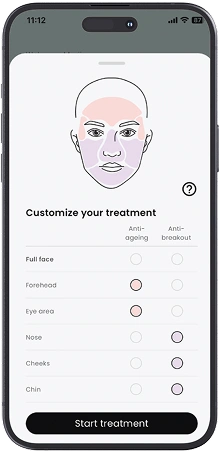Skin treatment customization app screen.