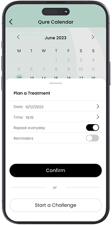 Qure Calendar treatment plan confirmation on mobile app