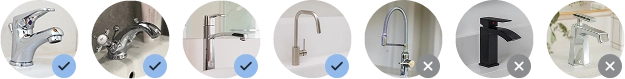 Selection of various taps with check marks.