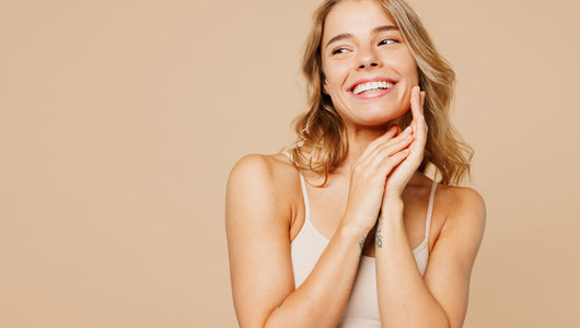 Woman with glowing skin comparing qure vs seranova vs glov micro-infusion results