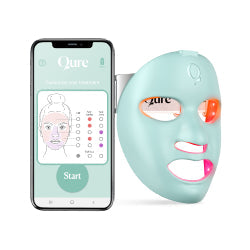  Q-Rejuvalight Pro best led anti aging mask paired with the Qure app showing customizable treatment modes