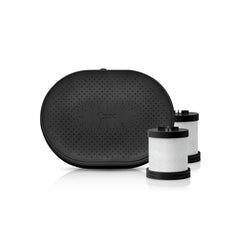 Qure black shower filter set with two replacement cartridges